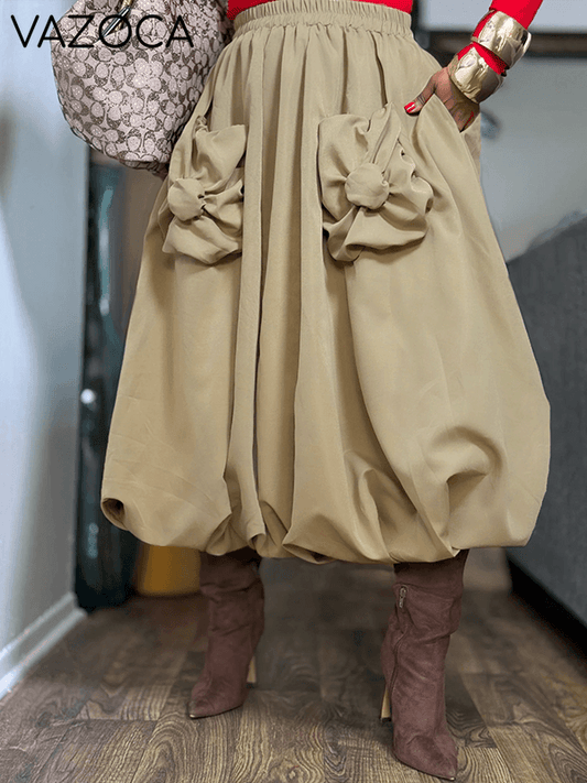 Solid Bloom Bubble Skirt