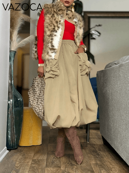 Solid Bloom Bubble Skirt