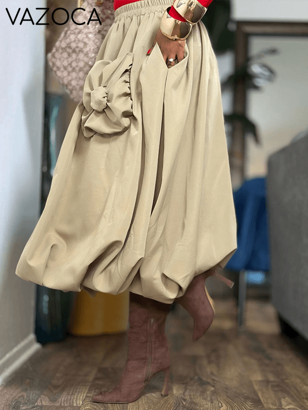 Solid Bloom Bubble Skirt