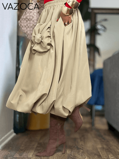 Solid Bloom Bubble Skirt