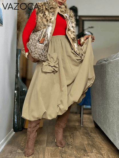 Solid Bloom Bubble Skirt