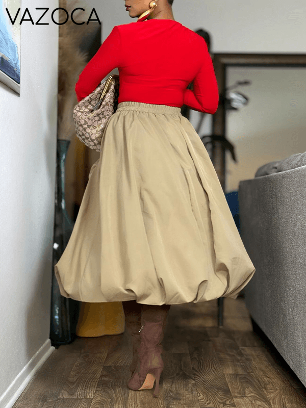 Solid Bloom Bubble Skirt