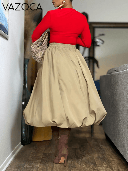 Solid Bloom Bubble Skirt