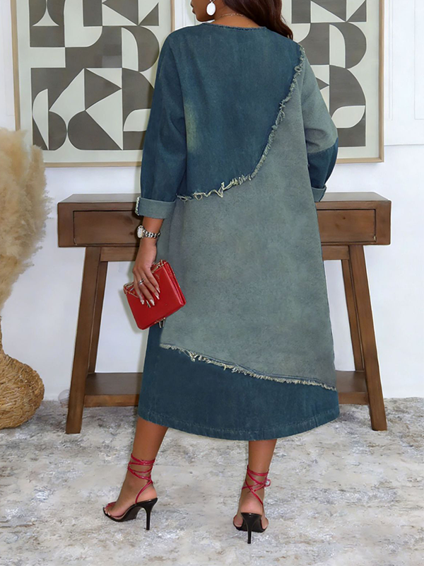 Contrast Denim Dress