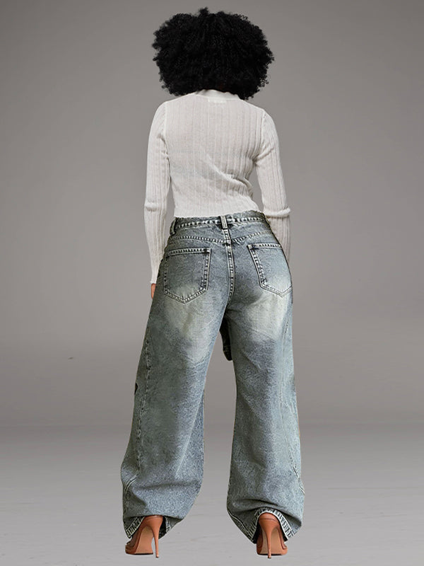 Tied Wide-Leg Jeans