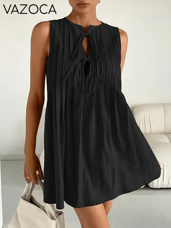 Solid Tied Sleeveless Dress