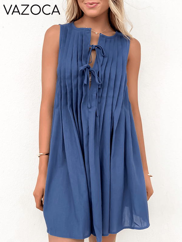 Solid Tied Sleeveless Dress