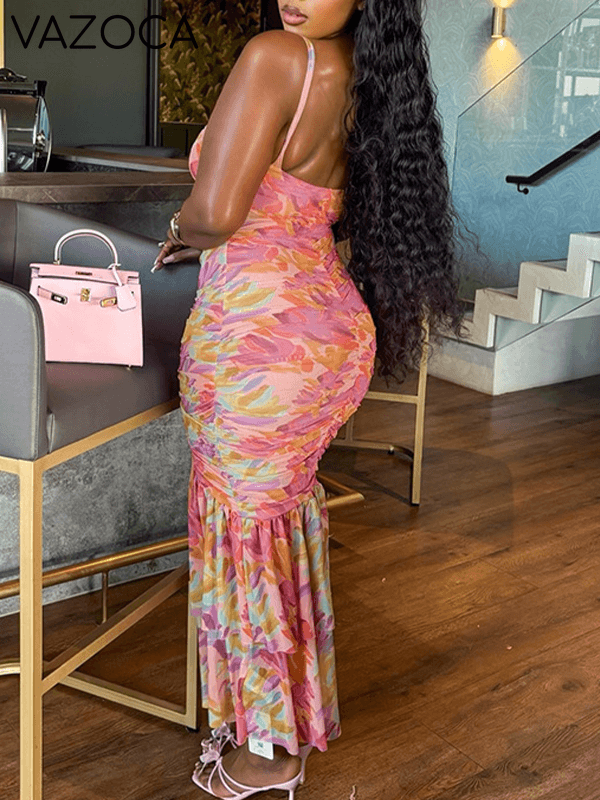 Printed Cami Cutout Dress