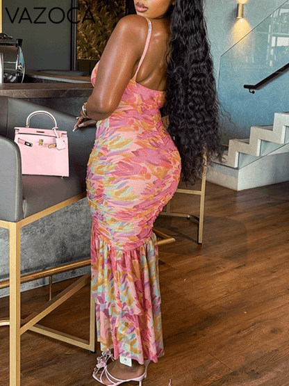 Printed Cami Cutout Dress