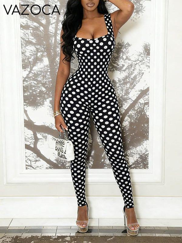 Dot Open-Back Sleeveless Jumpsuit