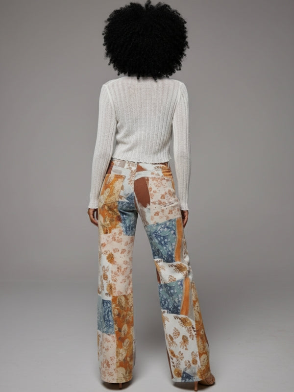 Colorbolck Straight Pants