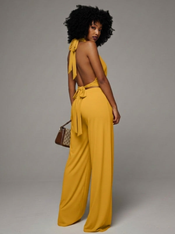 Cowl Neck Sleeveless Top & Wide Leg Pants