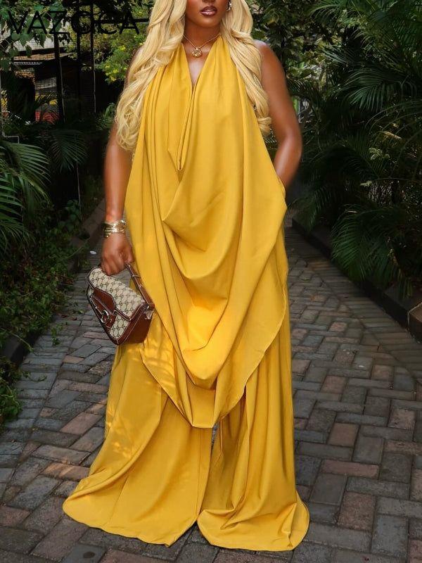 Cowl Neck Sleeveless Top & Wide Leg Pants