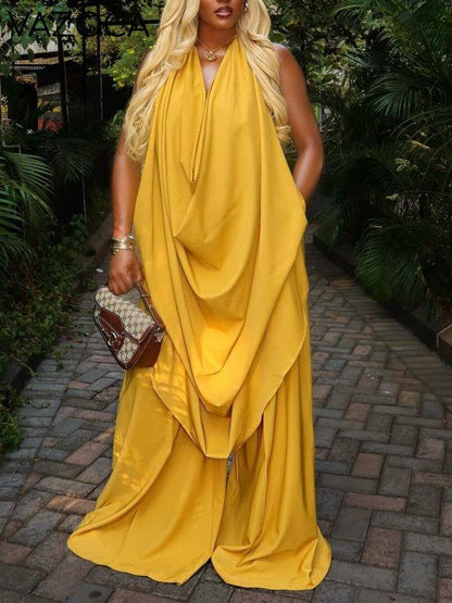 Cowl Neck Sleeveless Top & Wide Leg Pants