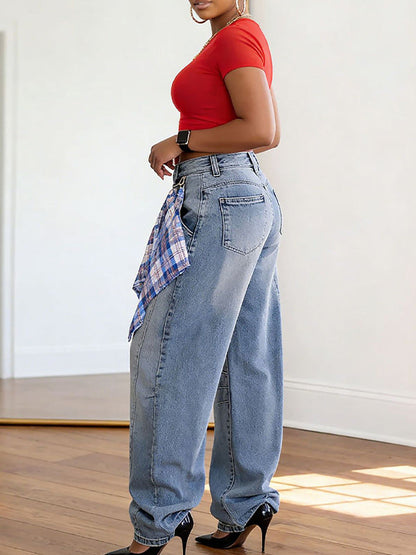 Plaid handkerchief Jeans