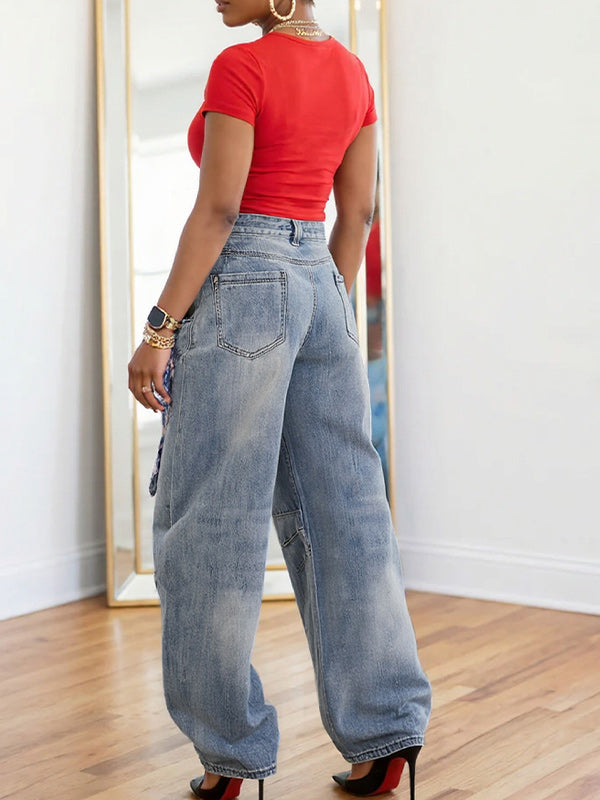 Plaid handkerchief Jeans