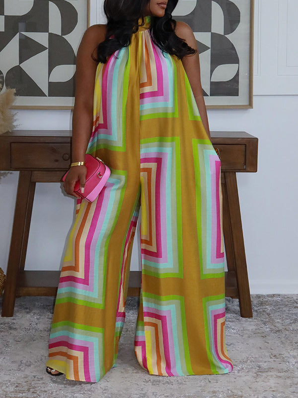 Printed Sleeveless Wide-Leg Jumpsuit