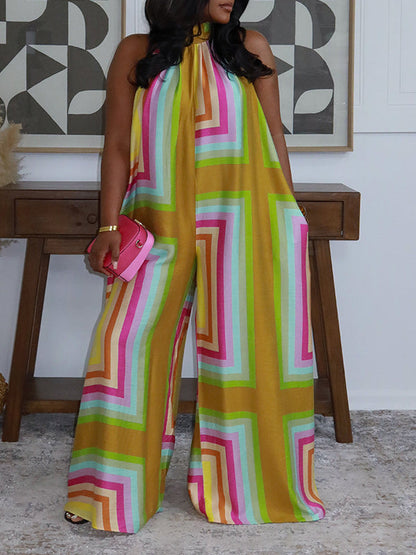 Printed Sleeveless Wide-Leg Jumpsuit