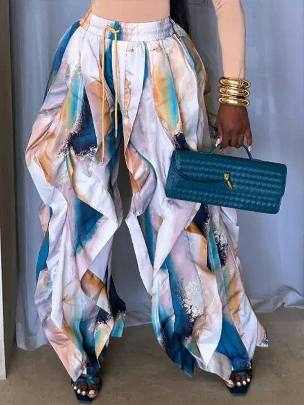 Printed Ruffle Pants