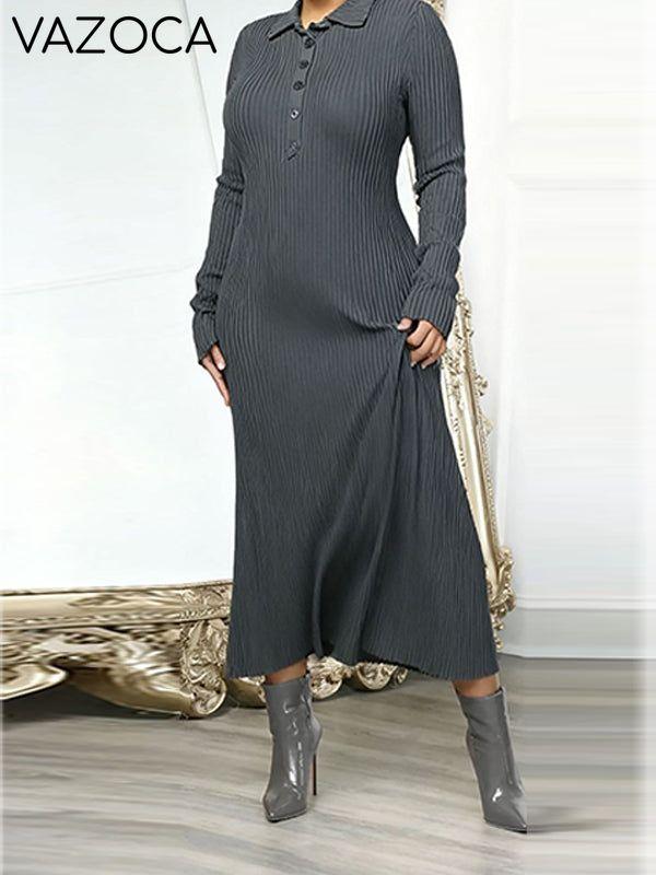 Solid Ribbed Polo Dress
