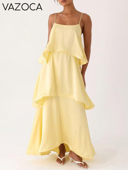 Solid Tiered Cami Dress
