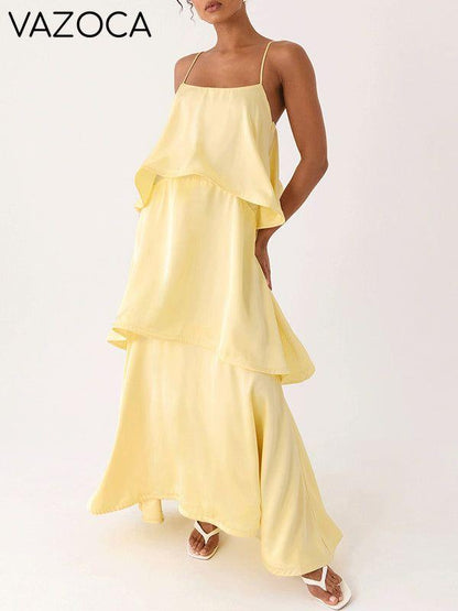 Solid Tiered Cami Dress