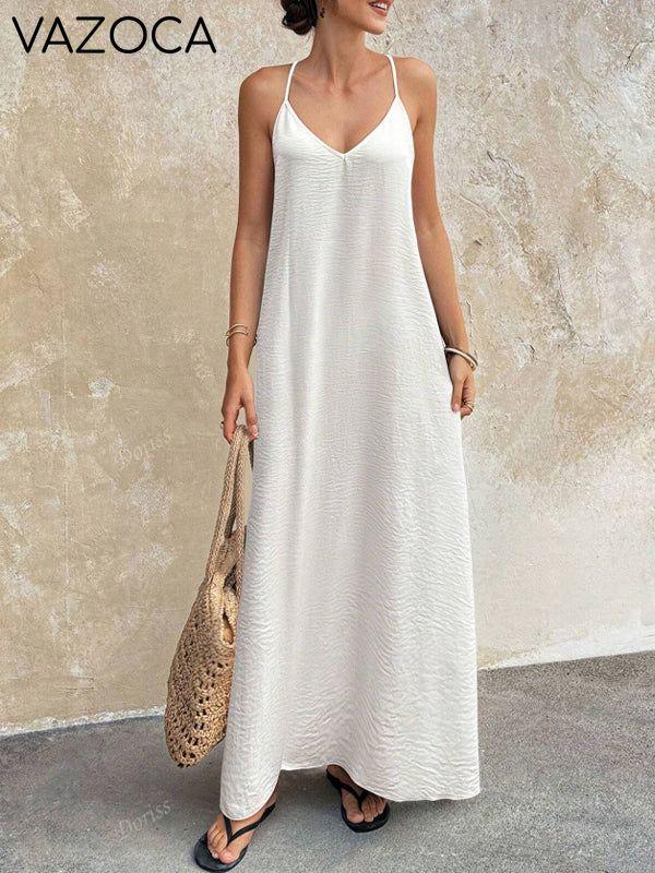 Solid V-Neck Cami Dress