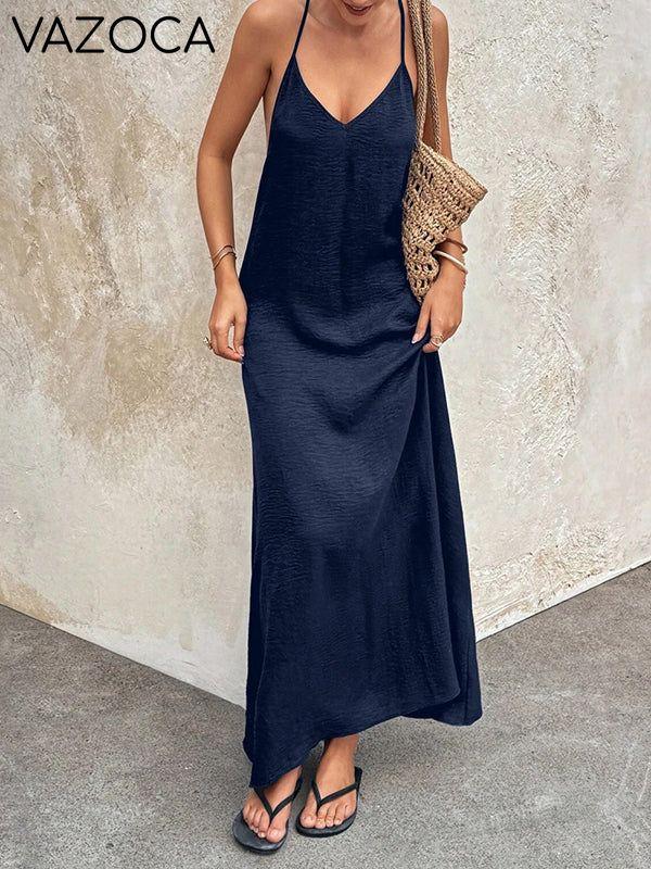 Solid V-Neck Cami Dress