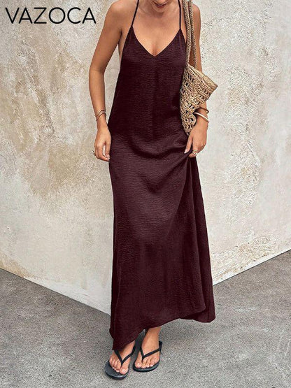 Solid V-Neck Cami Dress