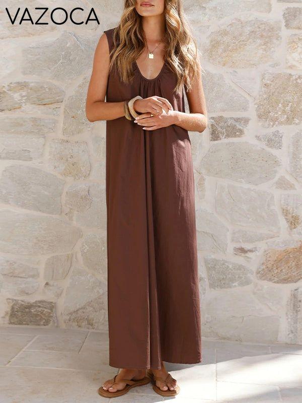 V-Neck Sleeveless Maxi Dress
