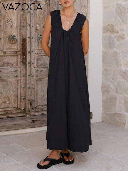 V-Neck Sleeveless Maxi Dress
