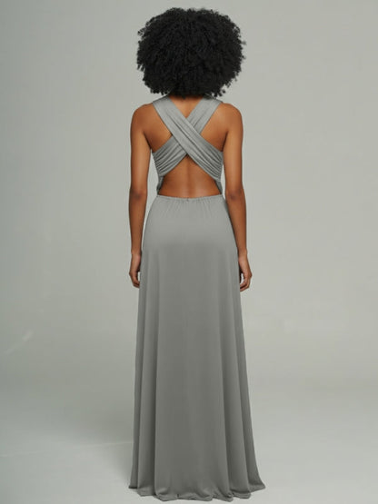 Cowl-Neck Sleeveless Slit Dress