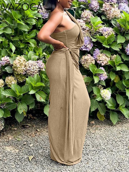 One-Shoulder Draped Maxi Dress