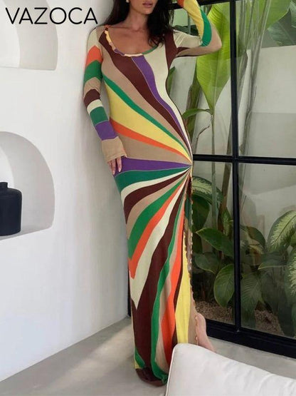 Printed Slit Maxi Dress