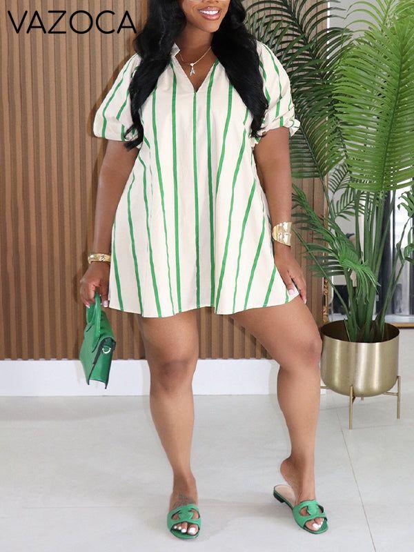 Printed V-Neck Cute Dress