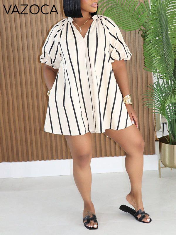 Printed V-Neck Cute Dress