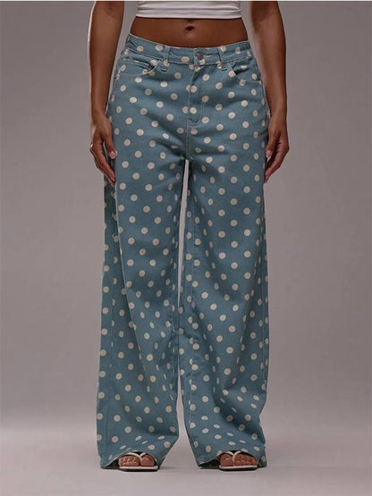 Dot Wide-Leg Jeans