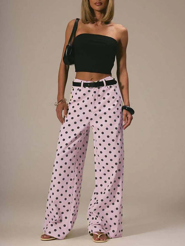 Dot Wide-Leg Jeans Pink
