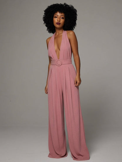 Belted Halter Jumpsuit