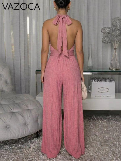 Belted Halter Jumpsuit