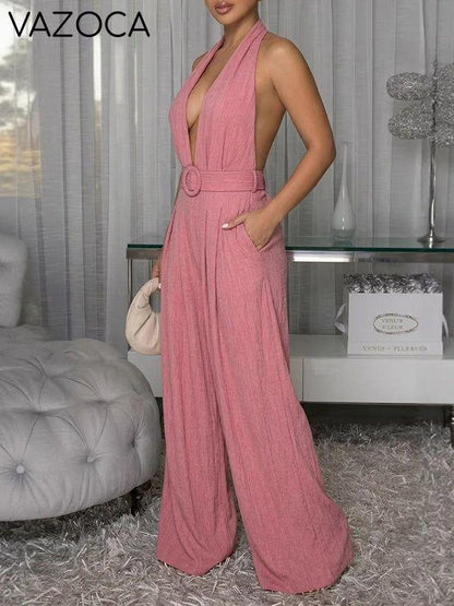 Belted Halter Jumpsuit