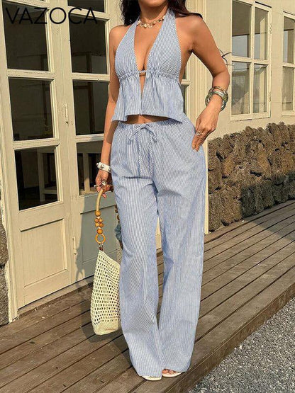 Stripe Halter Top & Pants Set
