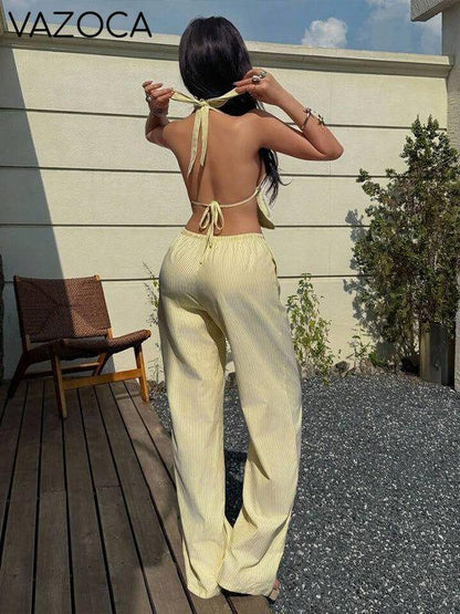 Stripe Halter Top & Pants Set