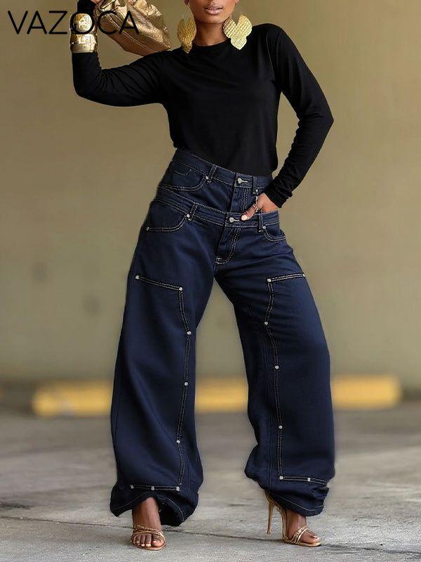 Double-Waist Combo Jeans