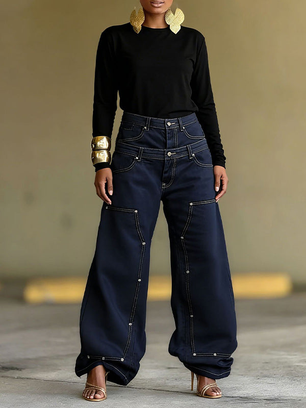 Double-Waist Combo Jeans