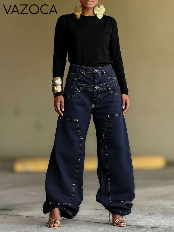 Double-Waist Combo Jeans