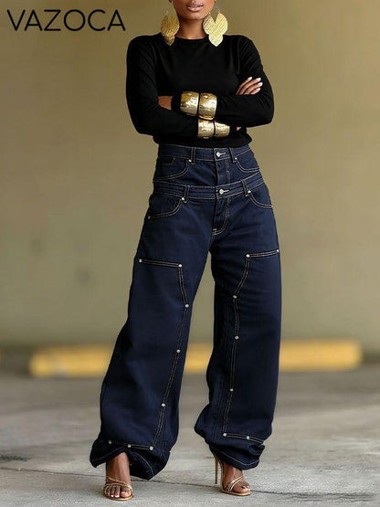 Double-Waist Combo Jeans