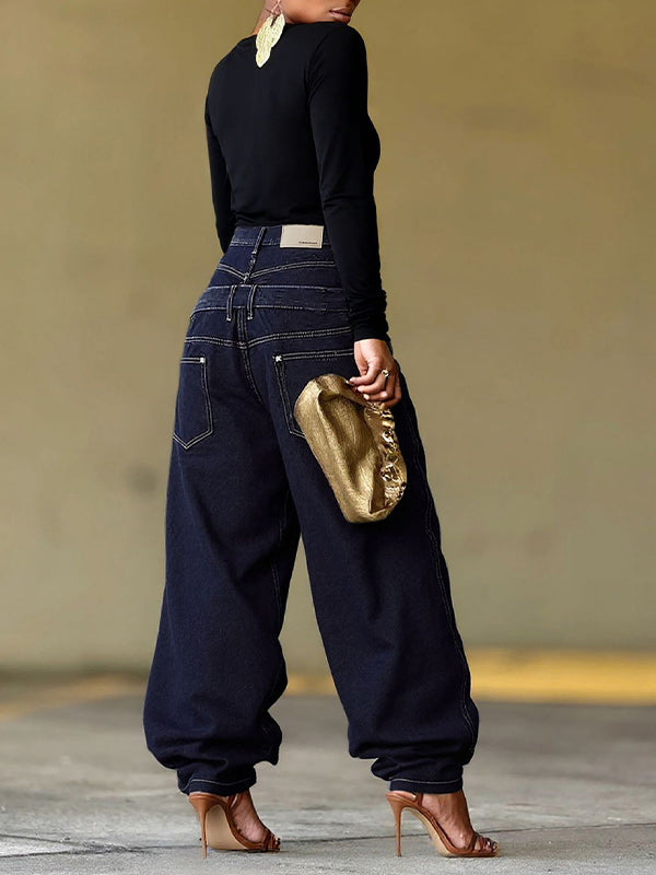 Double-Waist Combo Jeans