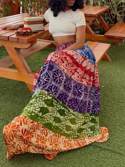 Printed Combo Skirt