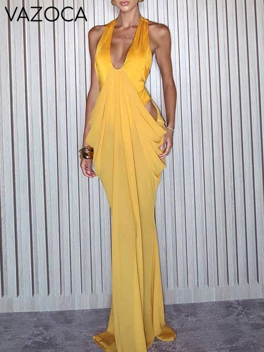 Ruched Sleeveless Maxi Dress